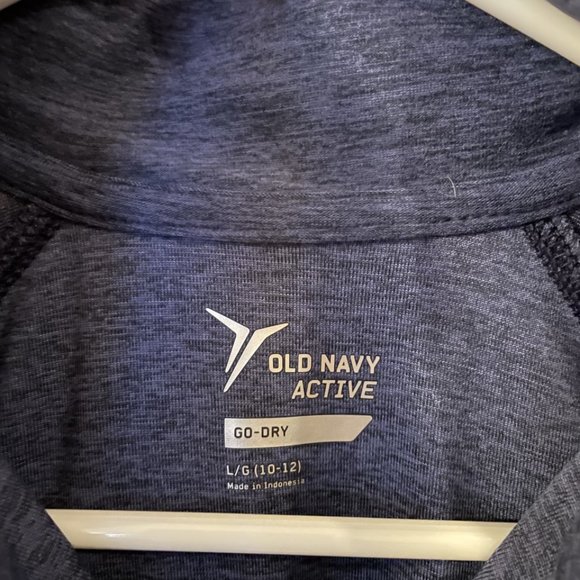 EUC Old Navy Girls Size Large 10-12 Navy Blue Pullover Zip Neck Activewear Top - Picture 7 of 7